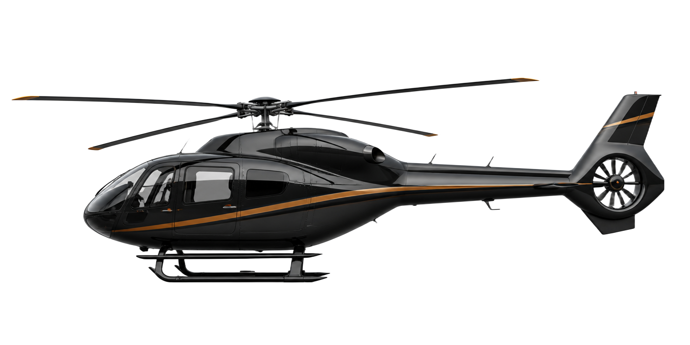 Premium black helicopter side profile